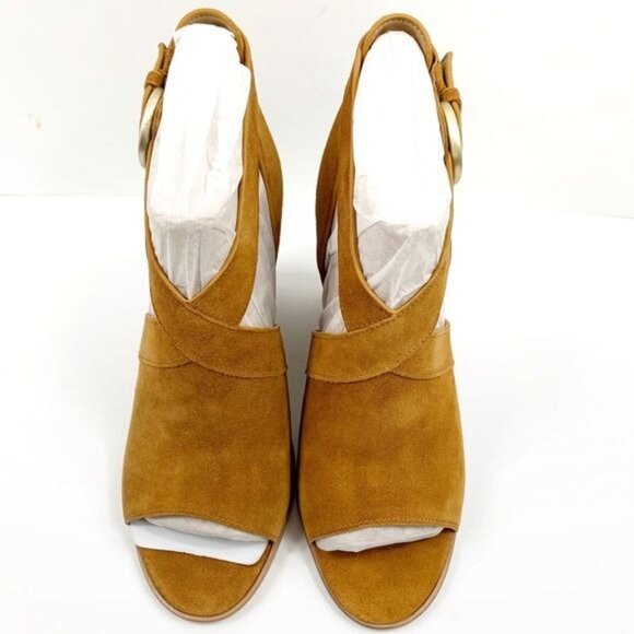 Marc Fisher Vega Sandal Leather Upper Suede Construction Block Heel Size 9.5 - Picture 6 of 15